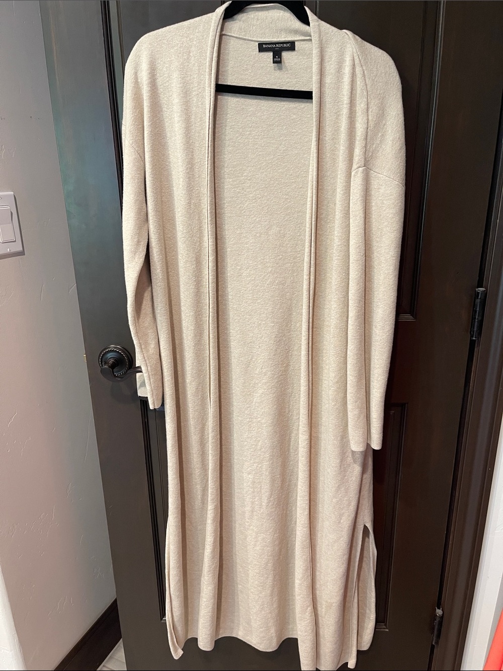 Banana Republic Cream Long Open-Front Duster Cardigan